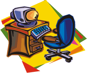 computer desk illustration